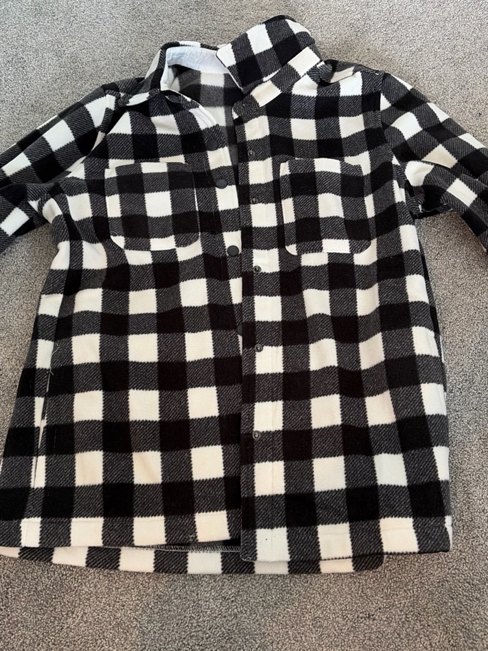 Lands' End Black and White Buffalo Check Kids Jacket